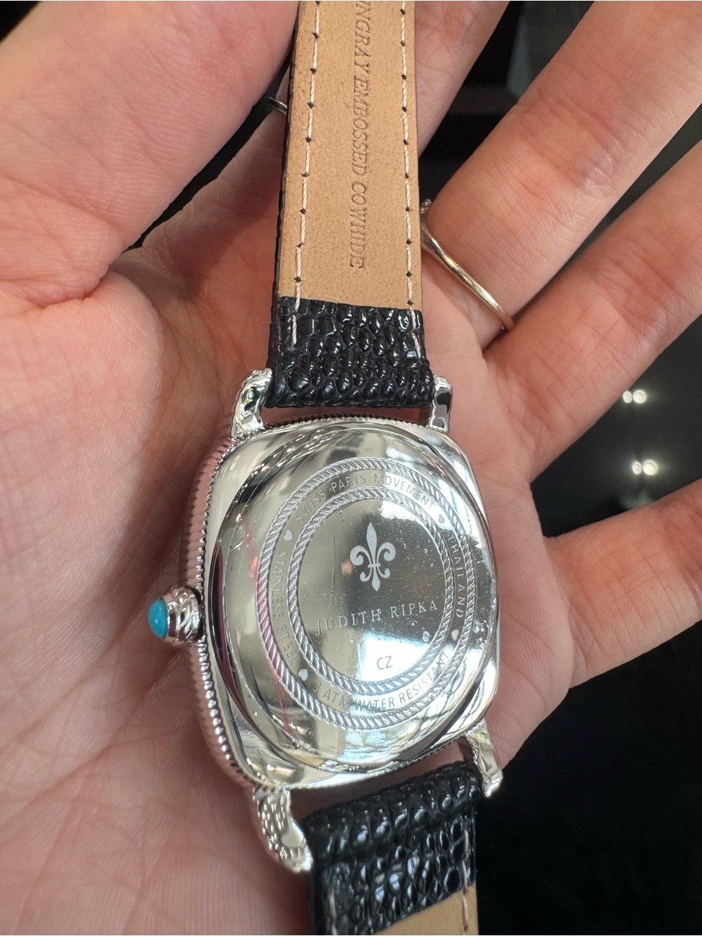 New Judith Ripka Stainless Steel Sleeping Beauty Turquoise Cushion Watch - Picture 5 of 8